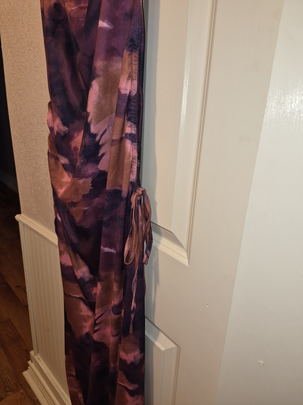 Cowl Neck Satin Slip Dress in Rust and Plum - Picture 2 of 2